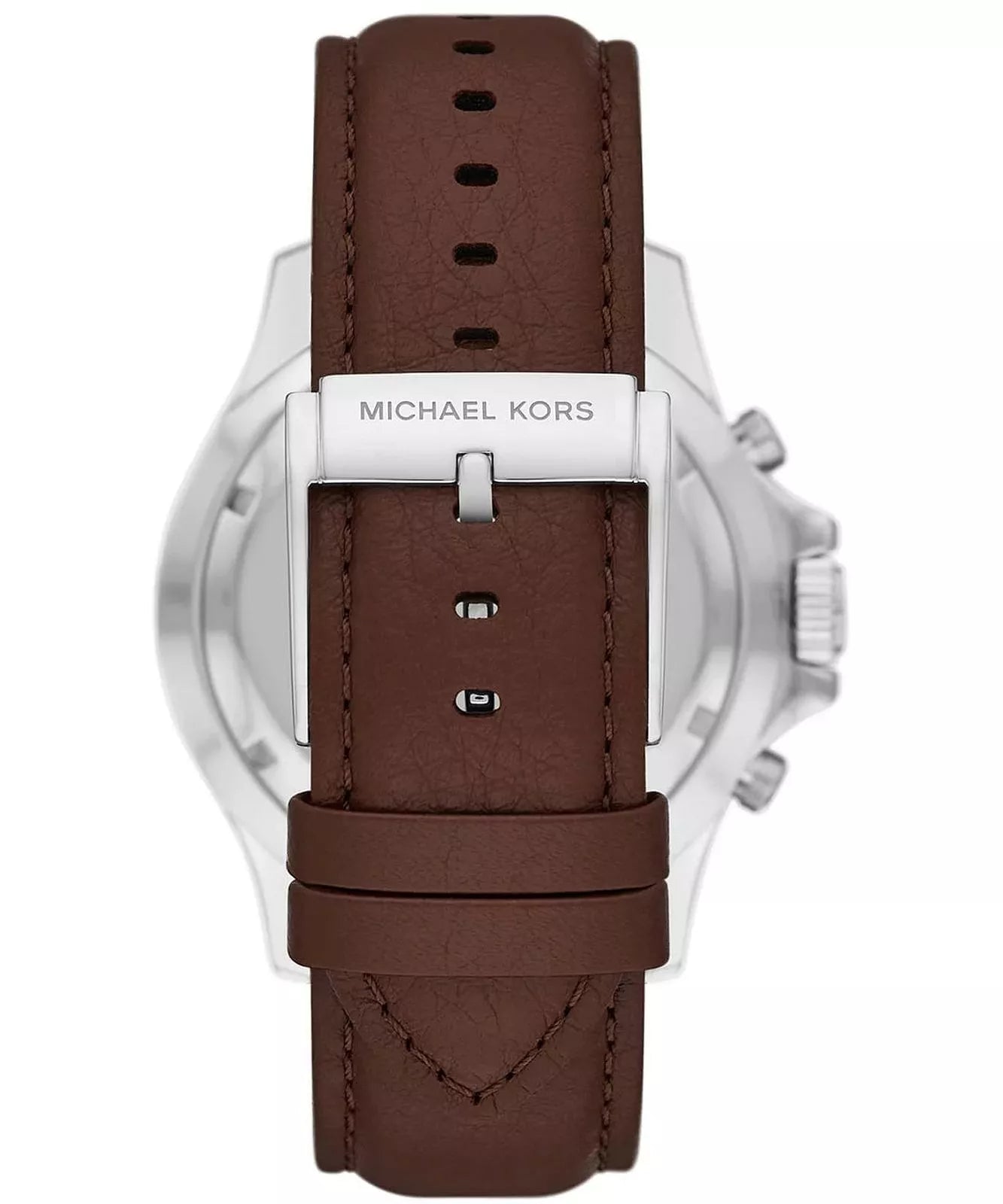 Back case of Michael Kors MK9054 quartz chronograph leather wristwatch