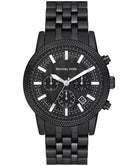 Michael Kors Hutton MK9089 men's black dial chronograph watch front view