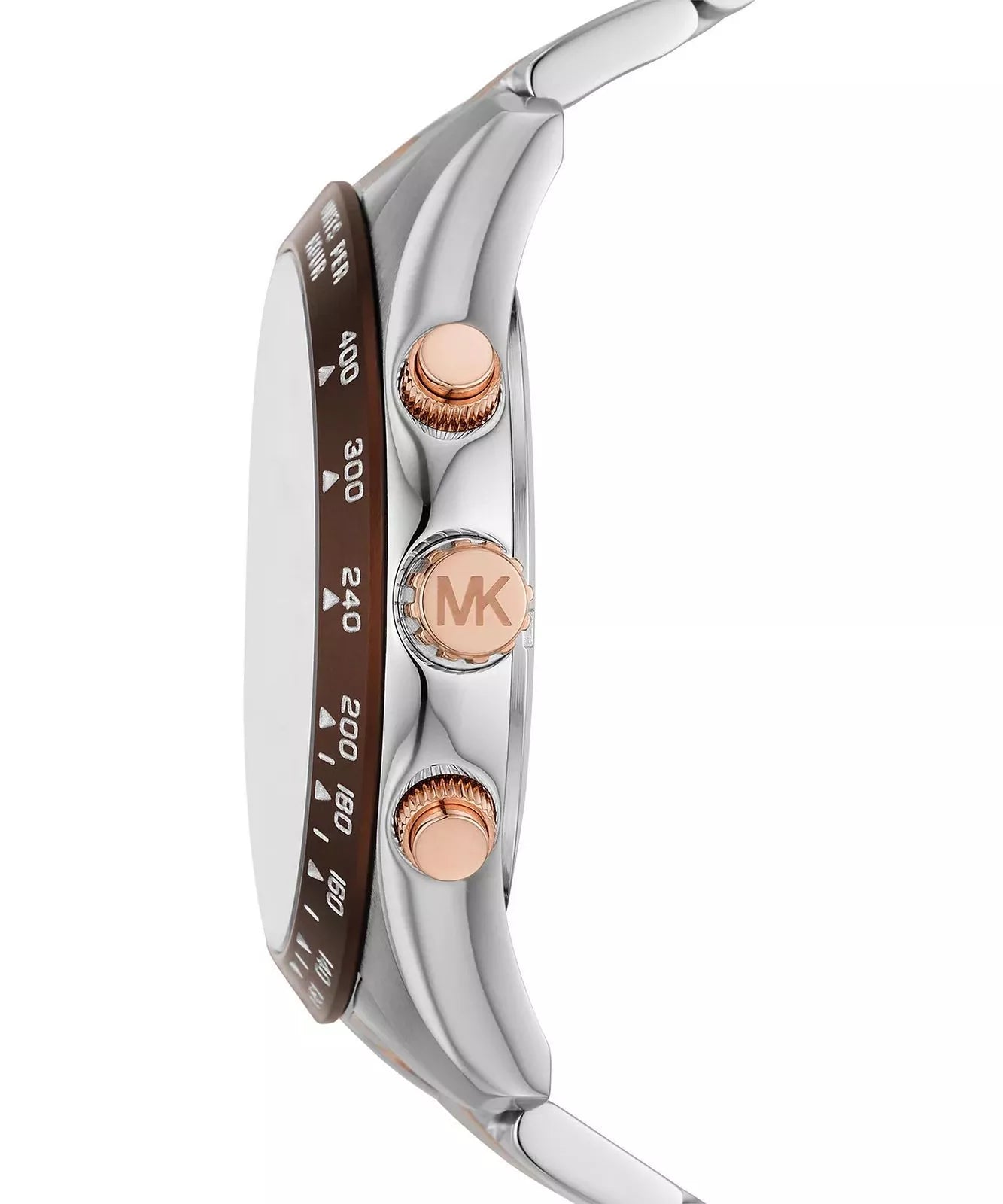 Side profile of Michael Kors Layton MK8913 silver stainless steel men's watch