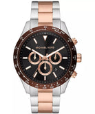 Michael Kors Layton MK8913 men's black dial stainless steel chronograph watch front view