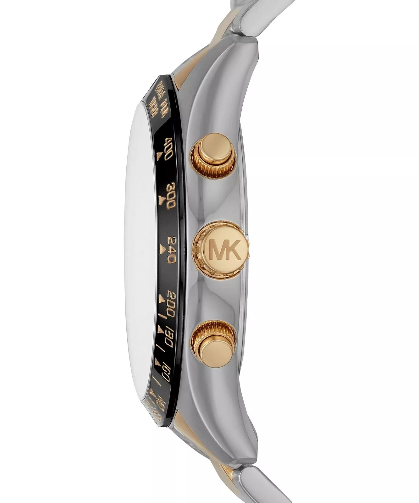 Side profile of Michael Kors Layton MK8784 two-tone stainless steel men's watch