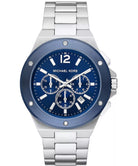 Michael Kors Lennox MK8938 men's blue dial stainless steel chronograph watch front view