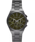 Michael Kors Lennox MK9118 men's green dial chronograph watch front view