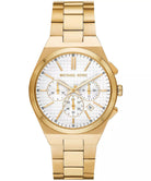 Michael Kors Lennox MK9120 men's white dial gold chronograph watch front view