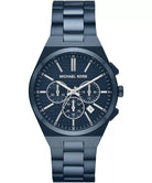 Michael Kors Lennox MK9147 men's blue dial blue stainless steel chronograph watch front view