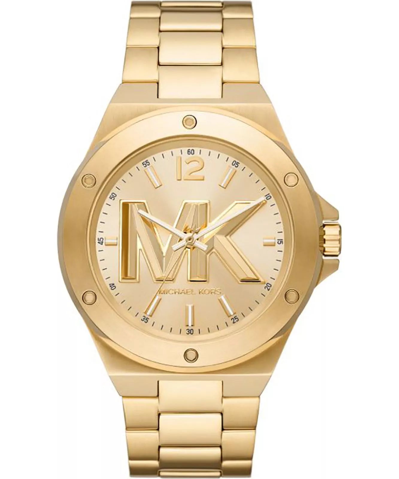 Michael Kors Lennox MK8939 men's gold dial gold stainless steel watch front view