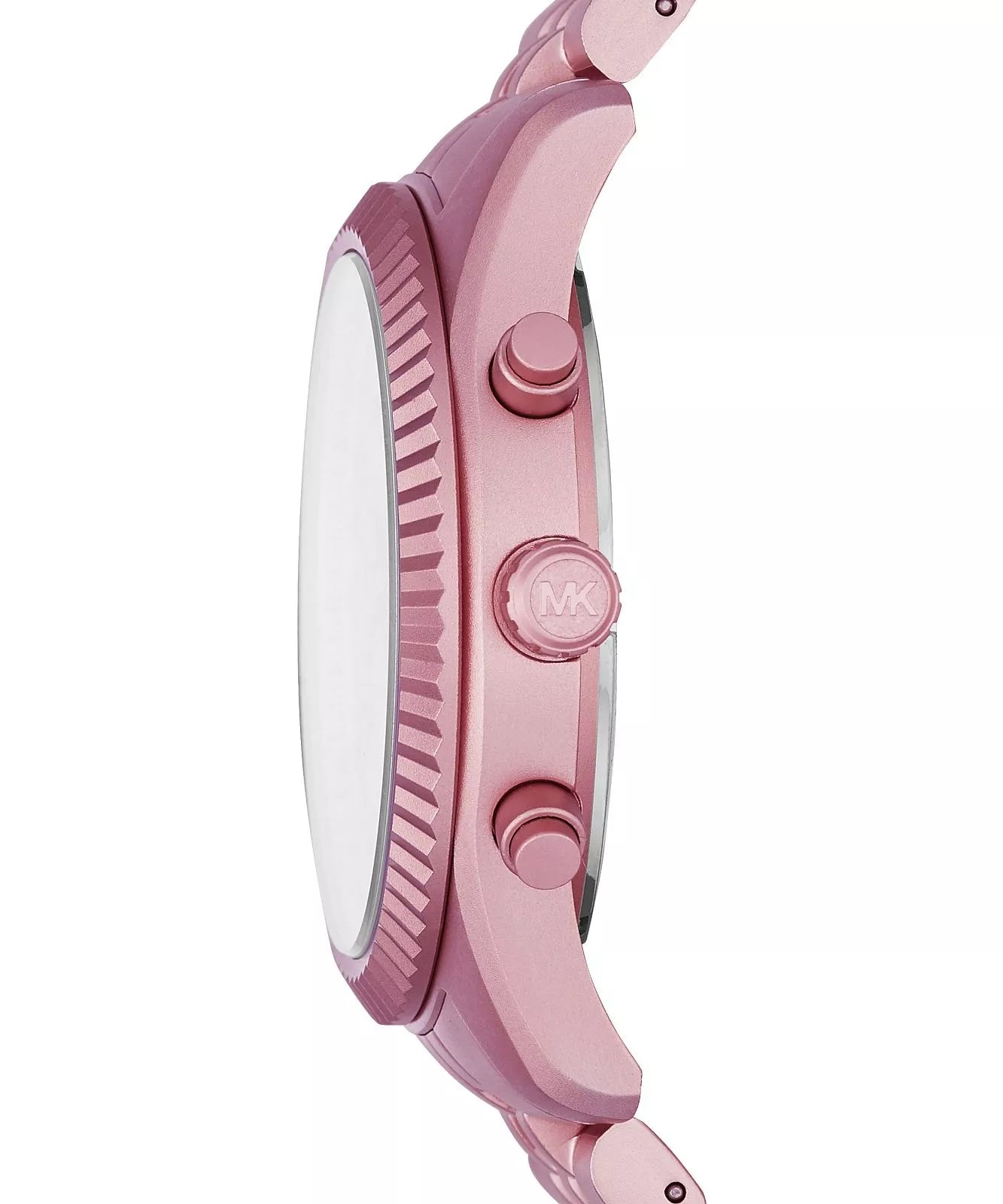 Side profile of Michael Kors Lexington MK8792 pink aluminum men's watch