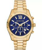 Michael Kors Lexington MK9153 men's blue dial gold stainless steel chronograph watch front view