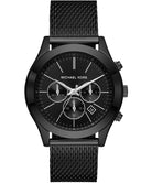 Michael Kors Slim Runway MK9060 men's black dial black mesh chronograph watch front view