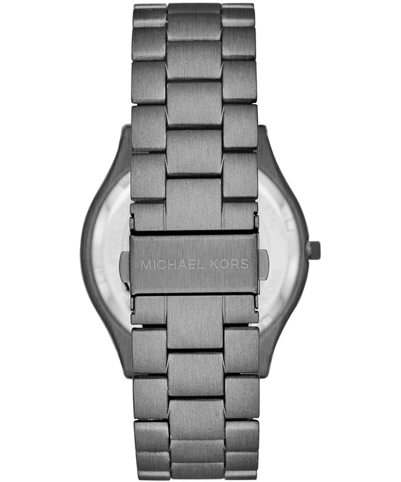 Back case of Michael Kors MK1044 men's gunmetal stainless steel wristwatch