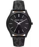 Michael Kors Slim Runway MK8908 men's black dial black PVC watch front view