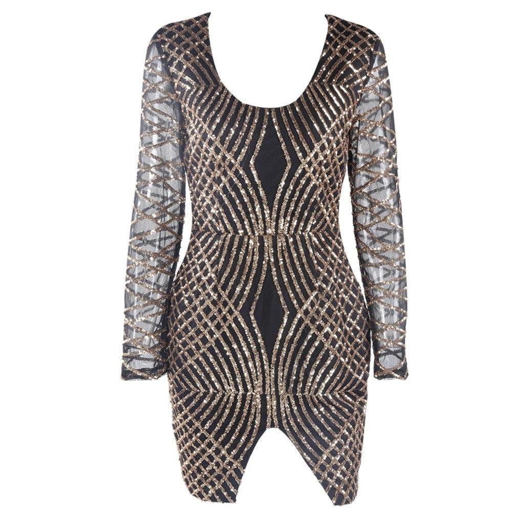 Evelyn Belluci Black Sequin Party Dress - Luxverse