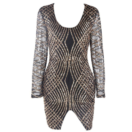 Evelyn Belluci Black Sequin Party Dress - Luxverse