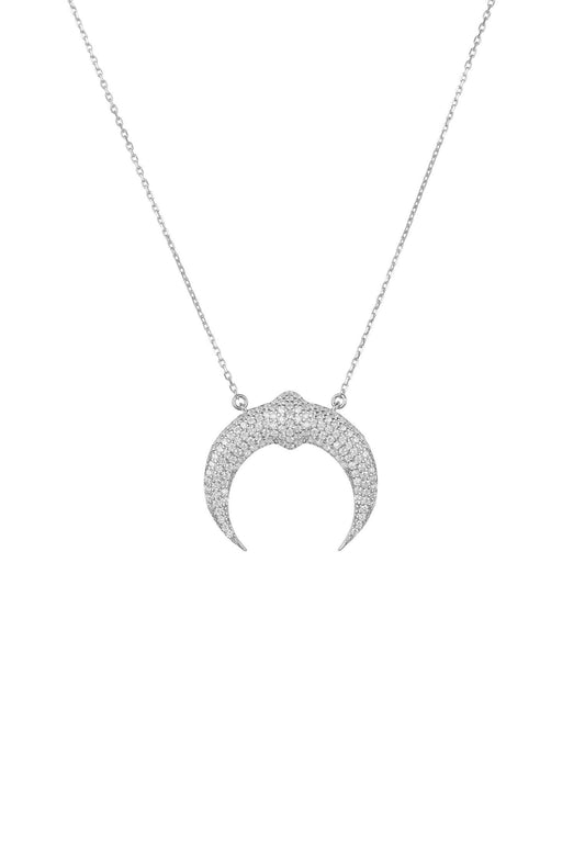 Sparkling Tusk Horn Necklace Silver