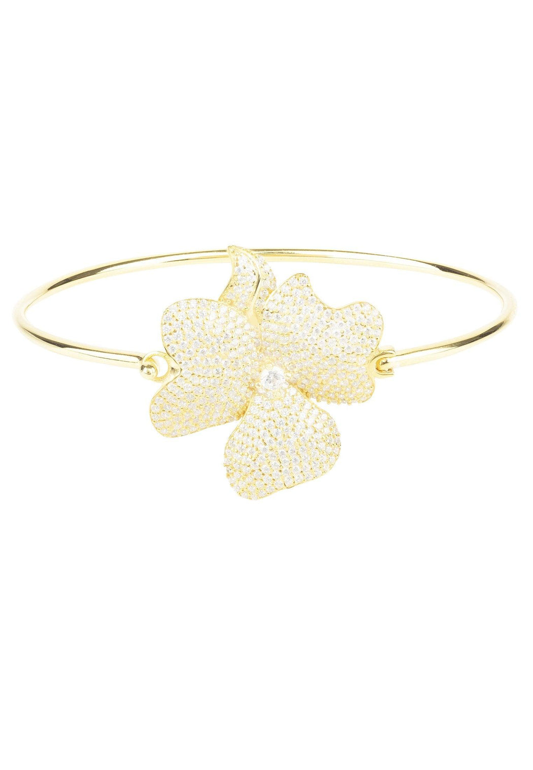 Flower Large Statement Cuff Bracelet Gold - Luxverse