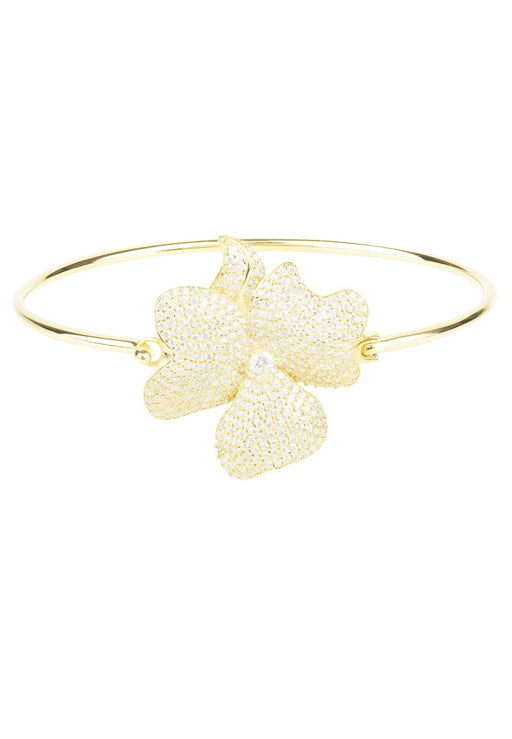 Flower Large Statement Cuff Bracelet Gold - Luxverse