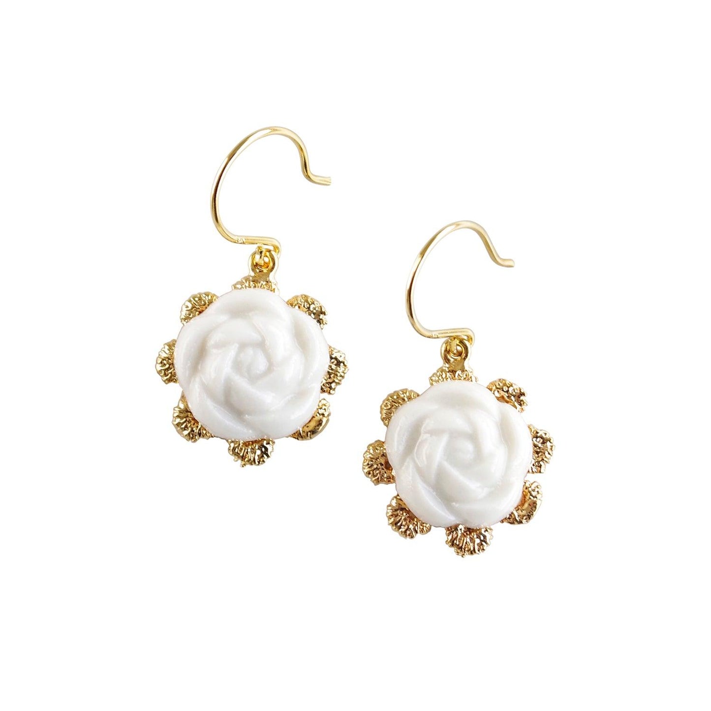 Everyday Porcelain Camellia Flower Charm Earrings - Luxverse