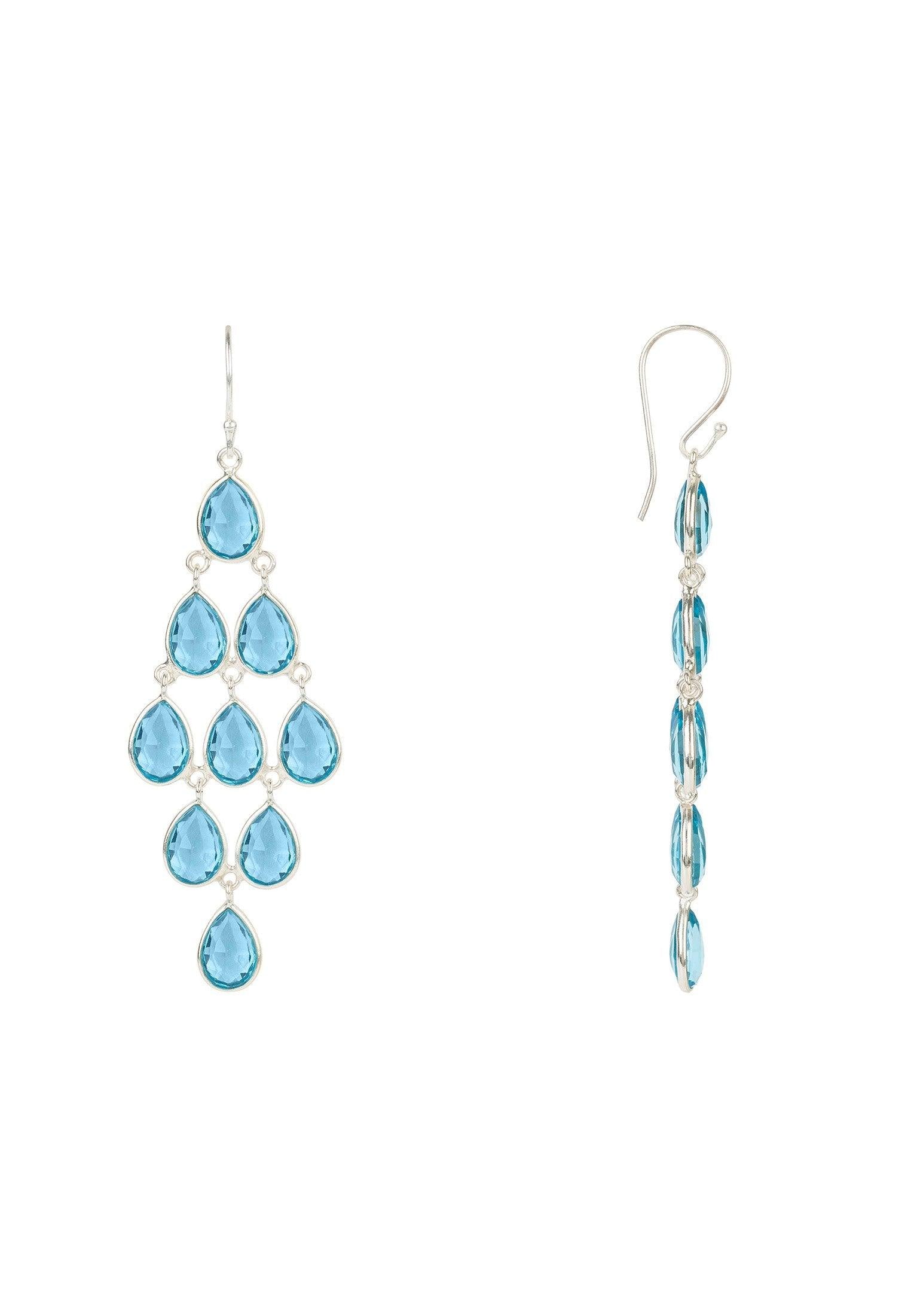 Erviola Gemstone Cascade Earring Silver Blue Topaz Hydro - Luxverse