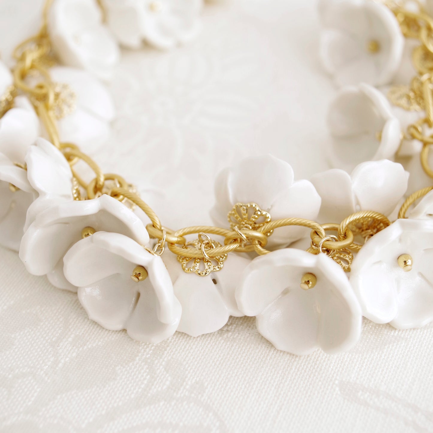 Porcelain Plum Blossom Cluster Necklace