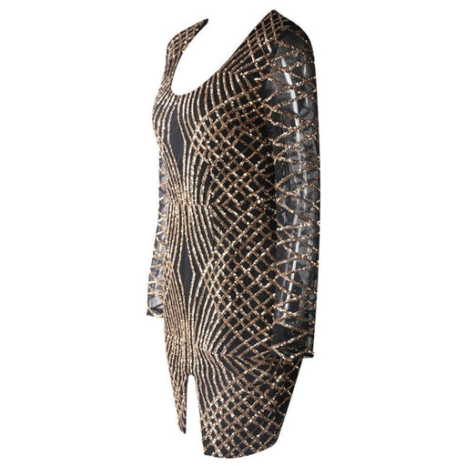 Evelyn Belluci Black Sequin Party Dress - Luxverse