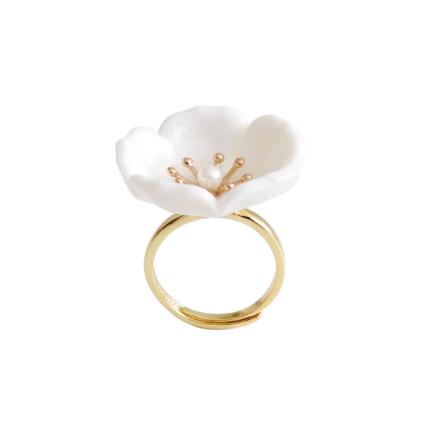 Snow-White Porcelain Plum Blossom Ring