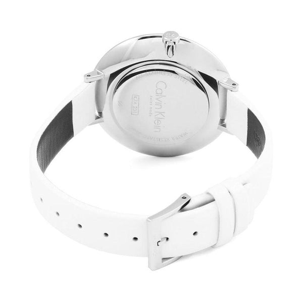 Calvin Klein - Rise White Dial White Leather Ladies Watch K7A231L6