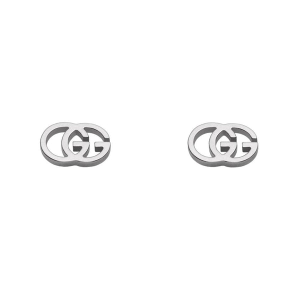 Gucci GG Running White Gold Stud Earrings - Luxverse