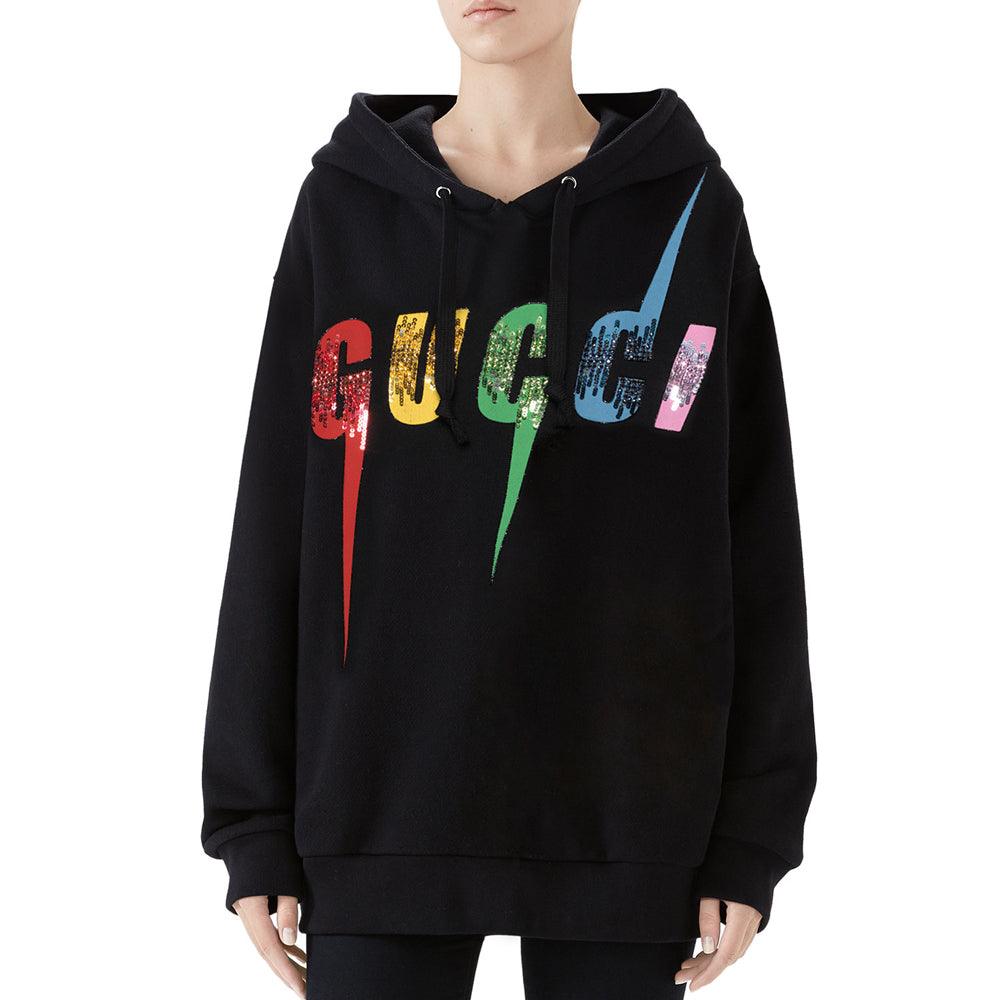 Gucci Logo Blade Graphic Oversized Hoodie - Luxverse