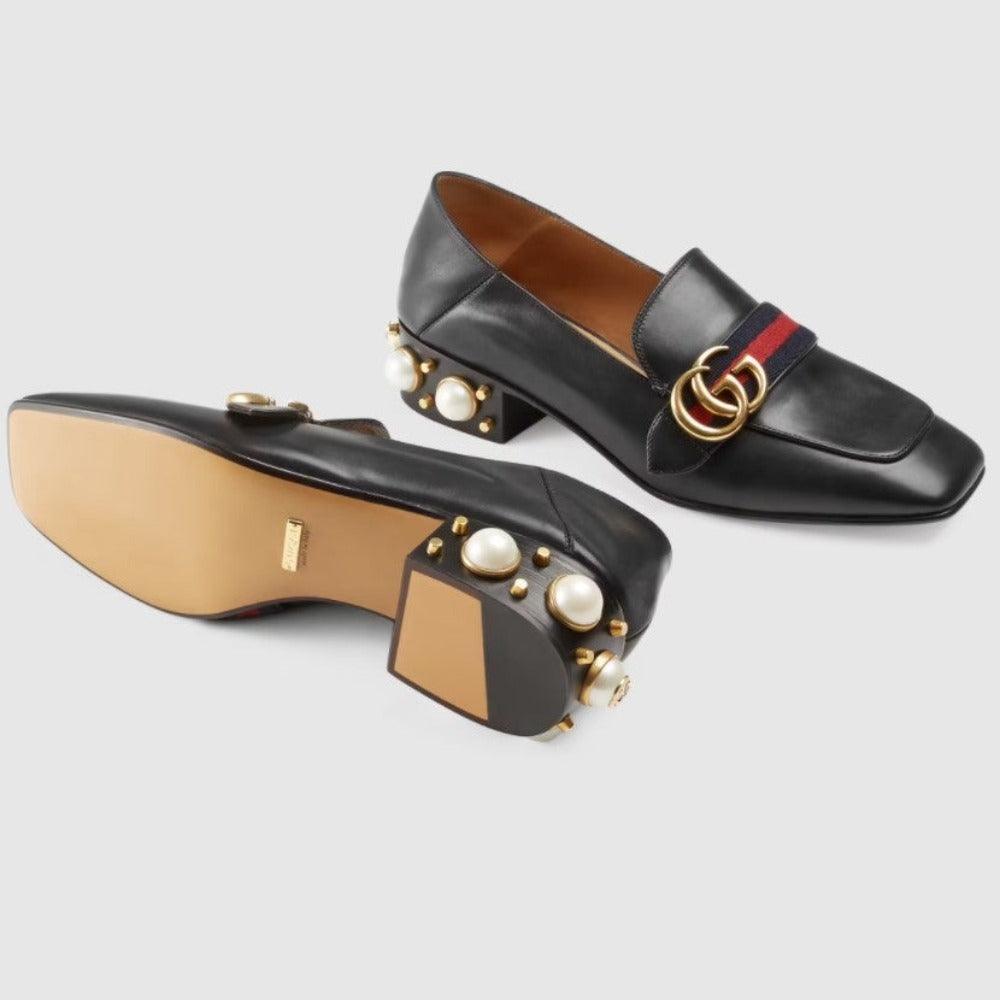 Gucci marmont cheap mid heel loafers