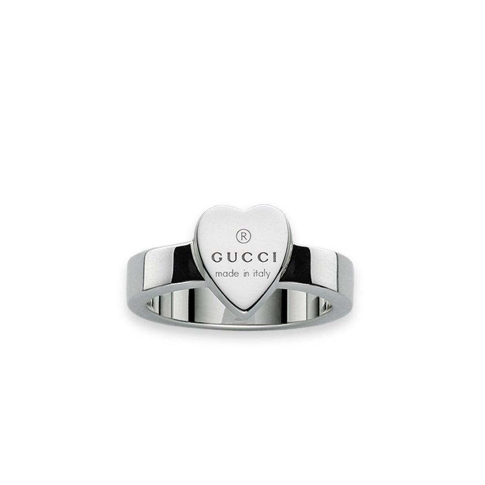 Gucci Trademark Silver Heart Ring YBC223867001013 - Luxverse