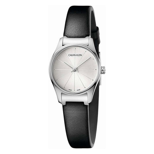 CALVIN KLEIN Mod. CLASSIC SILVER CASE BLACK LEATHER STRAP WATCH - Luxverse