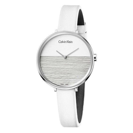 Calvin Klein - Rise White Dial White Leather Ladies Watch K7A231L6