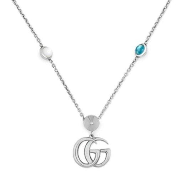 Gucci Silver GG Marmont Multi Stone Necklace YBB52739900100U - Luxverse