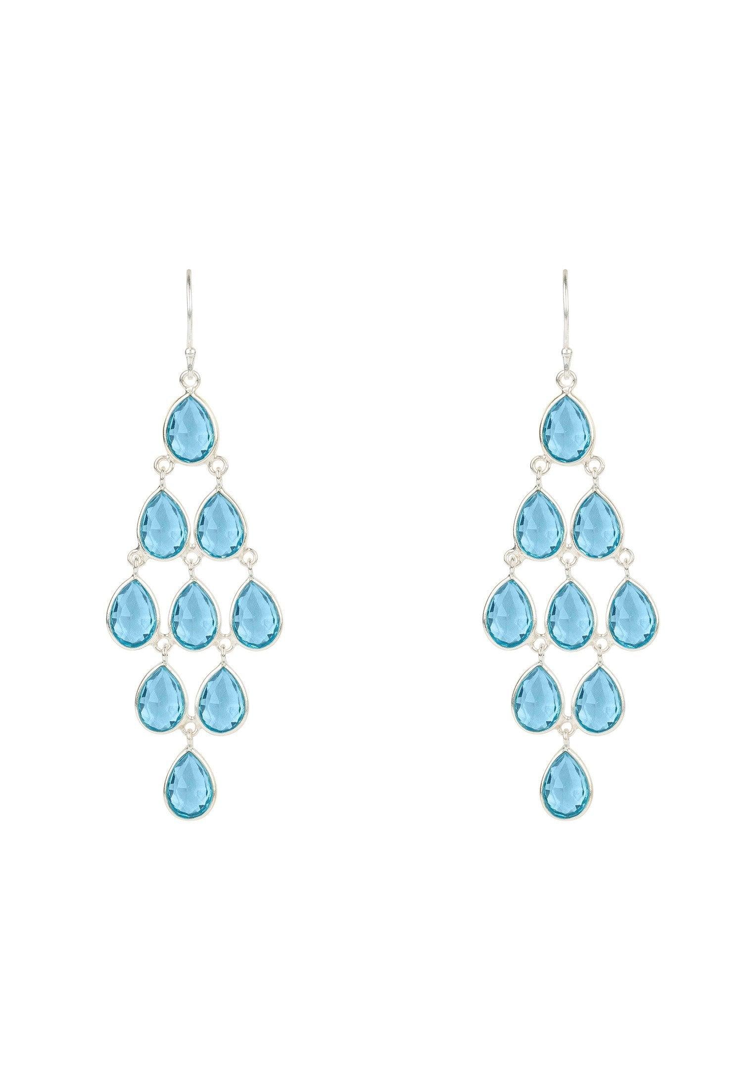 Erviola Gemstone Cascade Earring Silver Blue Topaz Hydro - Luxverse