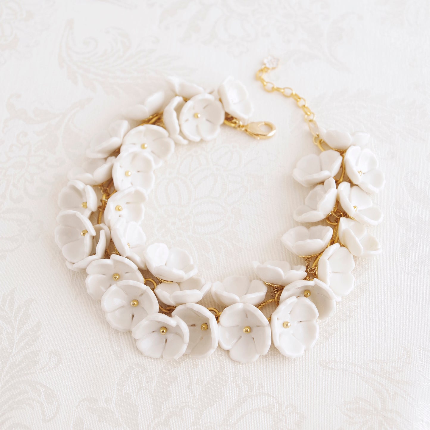 Porcelain Plum Blossom Cluster Necklace