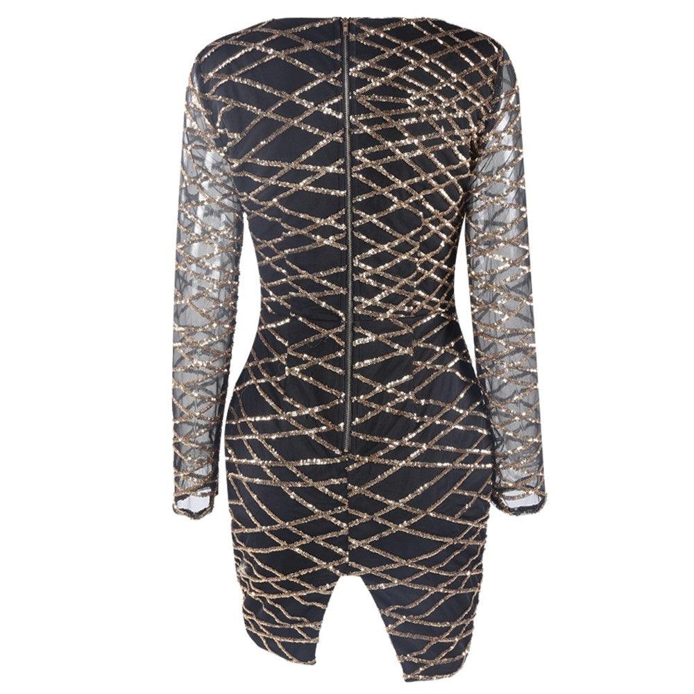 Evelyn Belluci Black Sequin Party Dress - Luxverse