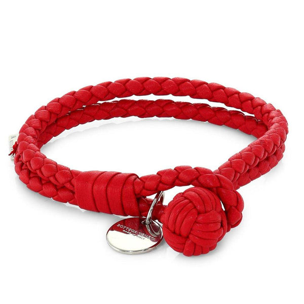 Bottega Veneta Intrecciato Red Nappa Leather Double Strand Bracelet