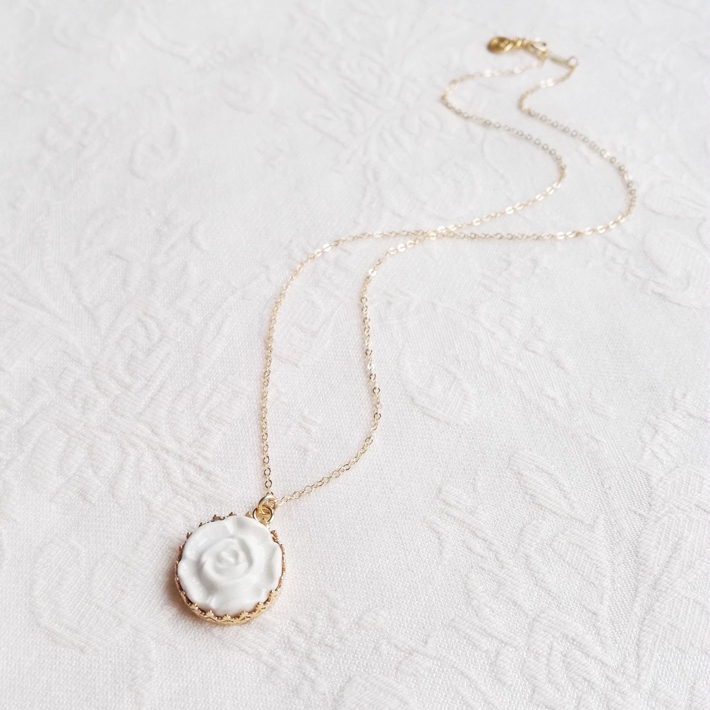 Porcelain Moonlight Rose Gold-Filled Pendant Necklace