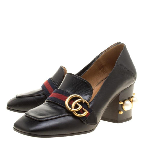 Gucci Marmont Leather Mid-heel Loafer - Luxverse